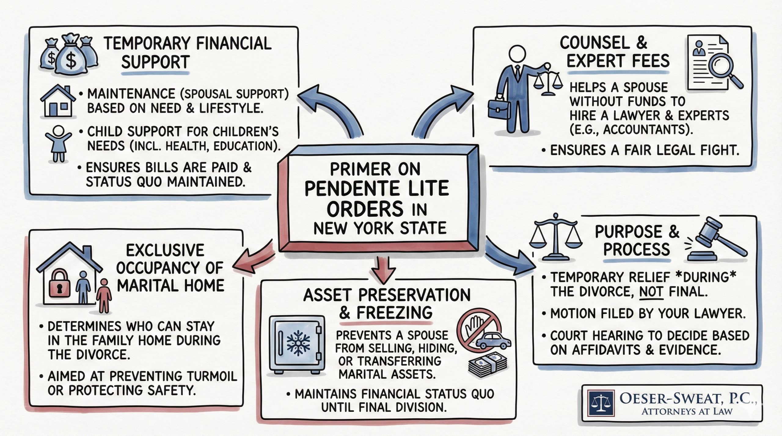 Graphic: Overview of Pendente Lite Relief - Defining the concept of temporary orders during litigation.